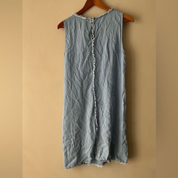 Splendid Women's Blue Sleeveless Crosshatch Tie Side Mini Wrap Dress Size M NWT - Picture 4 of 8
